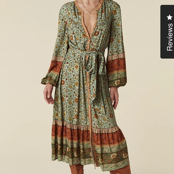 NWT Spell Lady Untamed Button Through Midi in Matcha size small - Picture 2 of 16